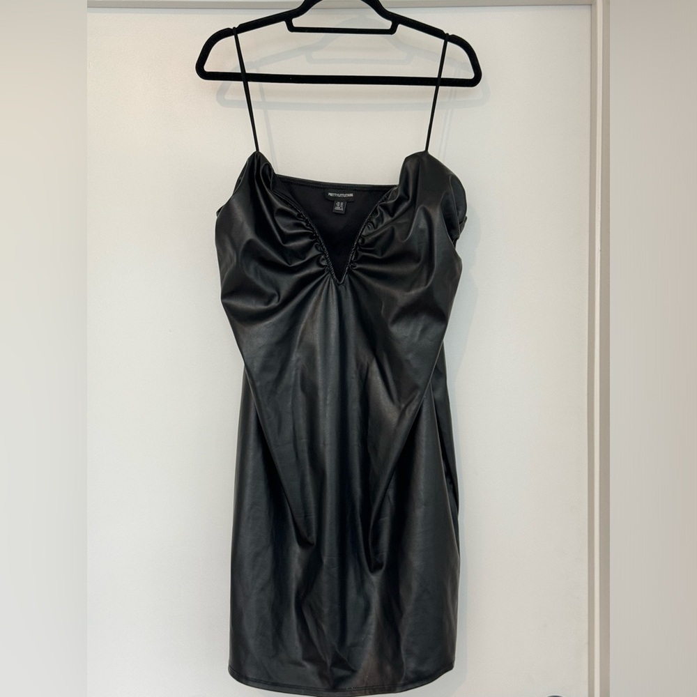 Faux leather black dress- LIKE NEW